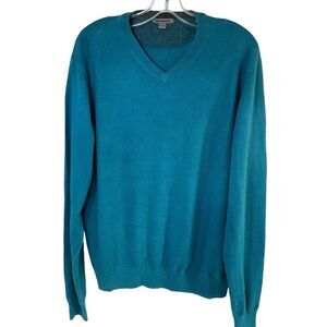 Johnston & Murphy Silk Angora Blend V-Neck Teal Sweater Men’s Sz Large